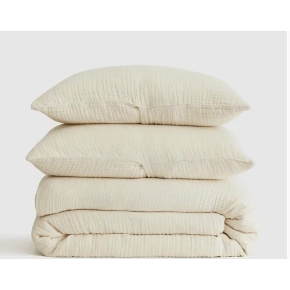 New! Quince Organic Airy Gauze Duvet Cover Set King/Cal King Ivory NWOT